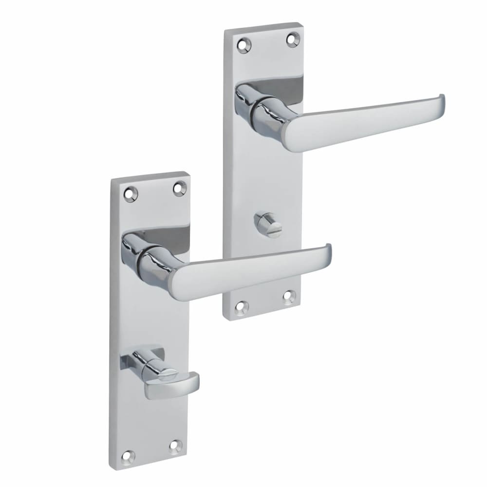 Touchpoint Mia Budget Straight Bathroom Door Handle - 153 x 42mm - Polished Chrome