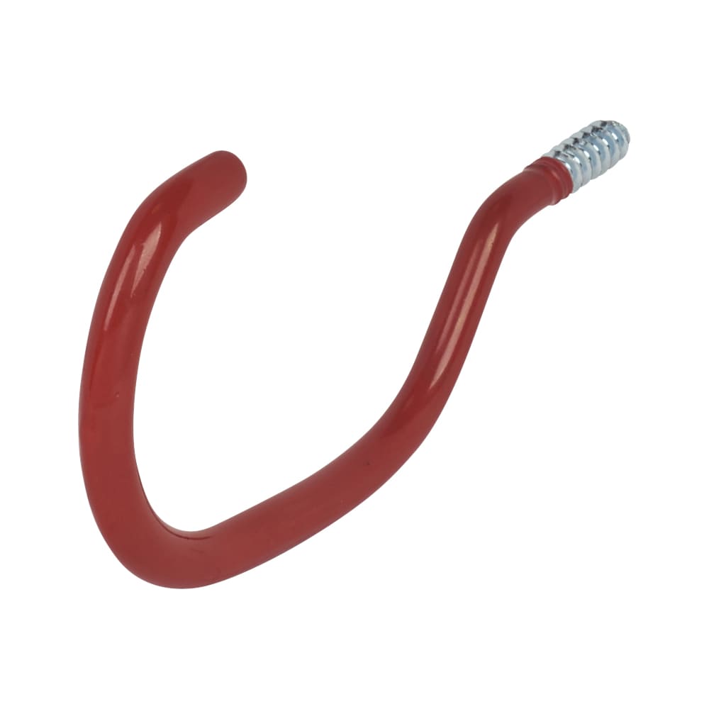Rothley Tubular Garage and Shed Screw-In Storage Hook - 125mm Depth - Red - Pack of 2