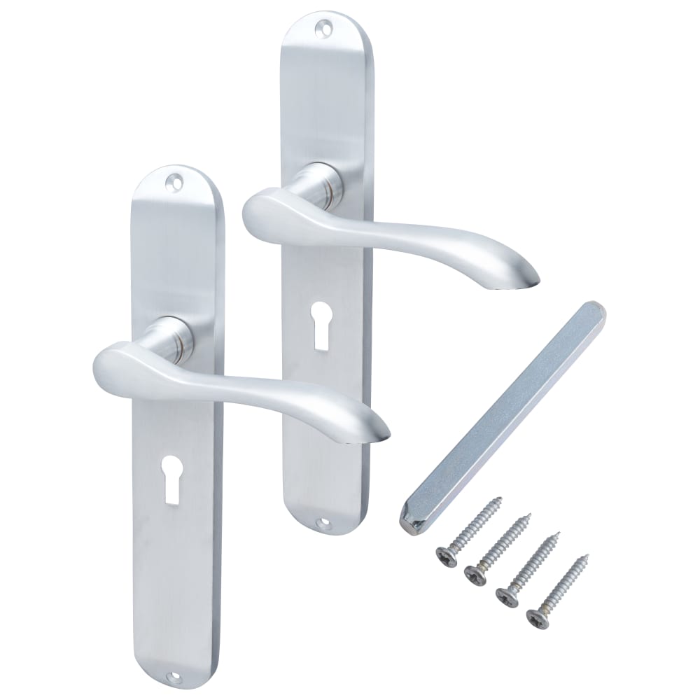 Hampstead Altea Lock Door Handle - Keyhole - 240 x 41mm - Satin Chrome