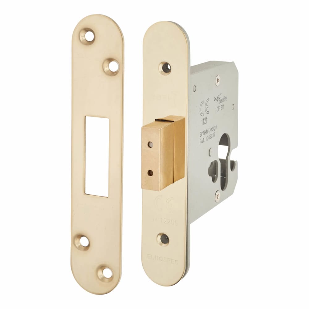 Hampstead Architectural Euro Profile Deadlock - 78mm Case - 57mm Backset - Radius - PVD Brass