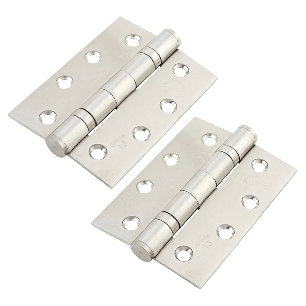 Altro Twin Ball Bearing Grade 13 Butt Fire Door Hinge - 100 x 75 x 3mm - 201 Sat Stainless - Pair