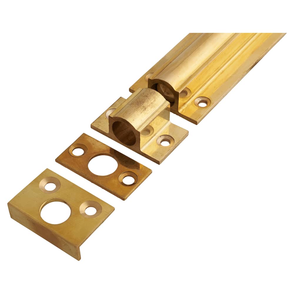 Decorative Straight Barrel Bolt - 200 x 38mm - Polished Brass
