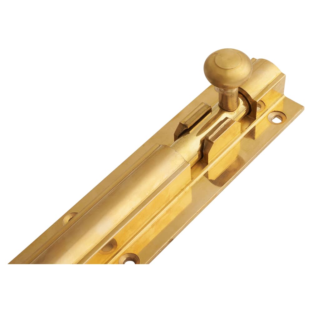 Decorative Straight Barrel Bolt - 200 x 38mm - Polished Brass