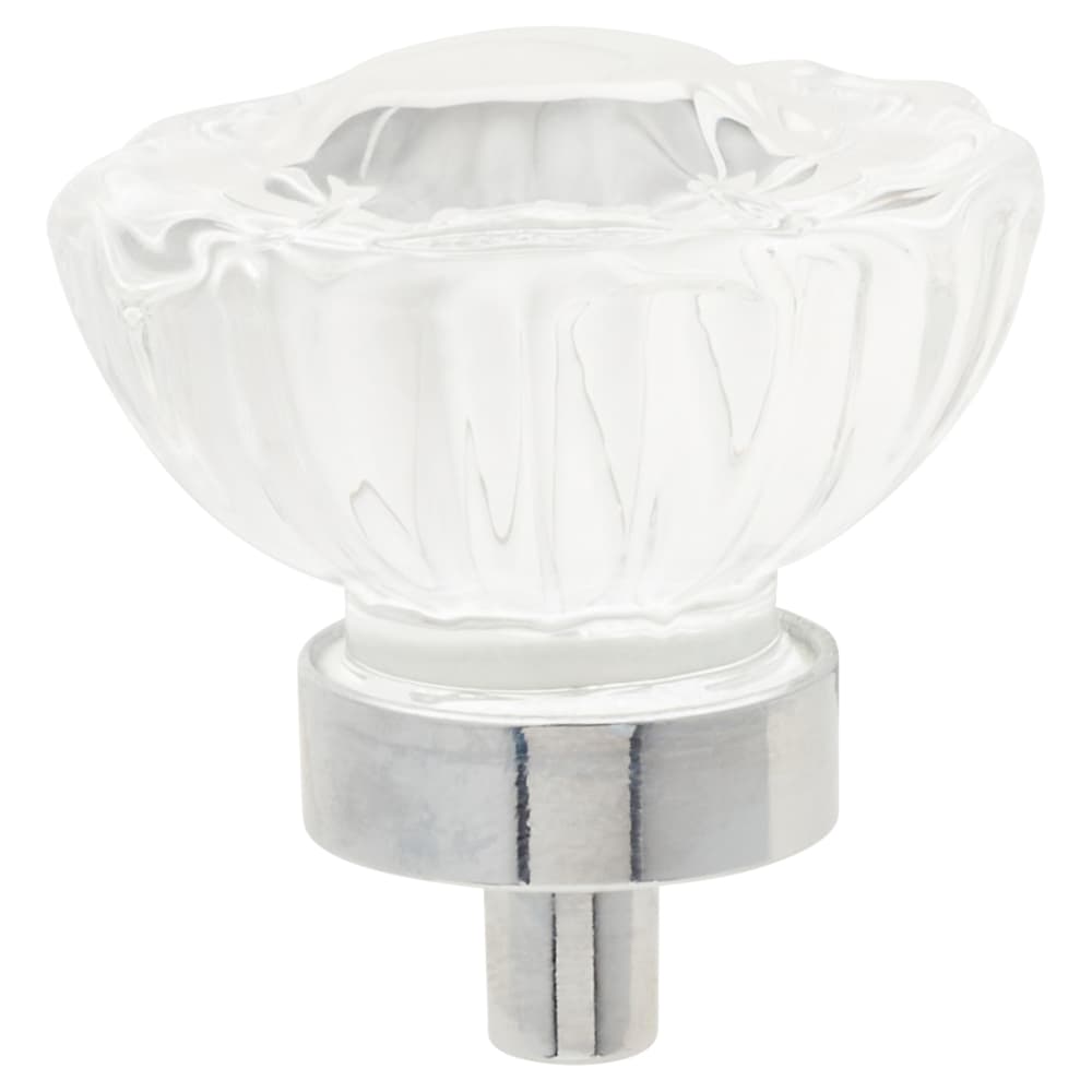 Altro Faceted Glass Cabinet Knob - 35mm Diameter - Polished Chrome