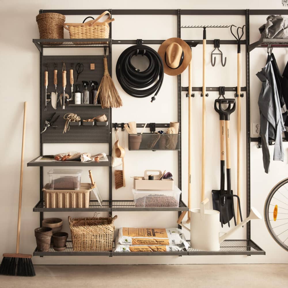 elfa Garage+ Storage Top Track System - Double Straight Hook for Storage Track - Matt Grey