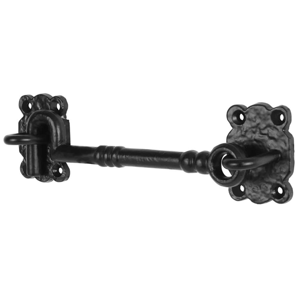 thumbnail image 2 of Rustic Cast Iron Hook And Eye – Vintage Cabin Shed Door Latch Gate Lock, Black 2 of 6