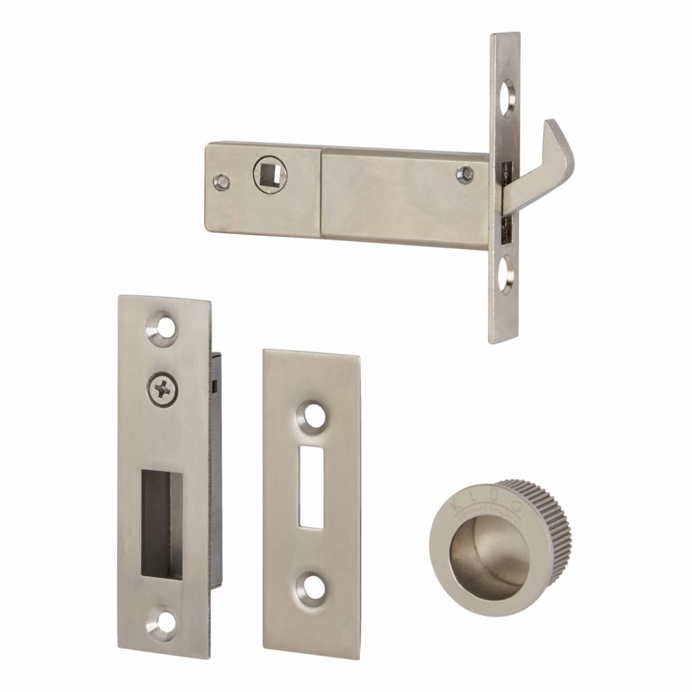 Klug Round Flush Handle Set with Latch - Stainless Steel Grade 304 - Satin Stainless Steel