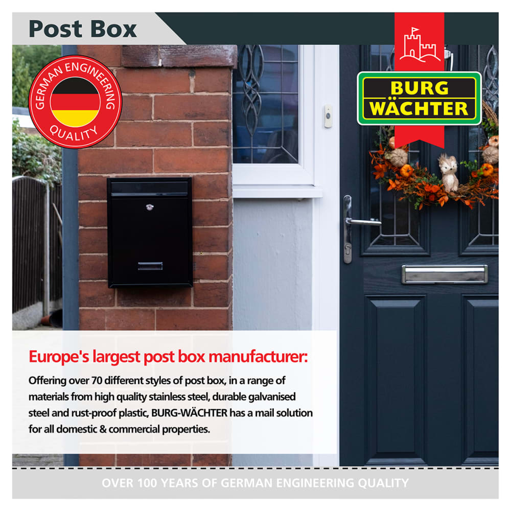 Burg Wachter Trent Mailbox - 260 x 340 x 88mm - Black
