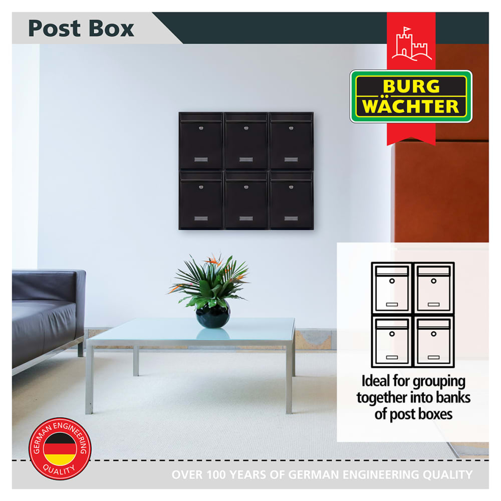 Burg Wachter Trent Mailbox - 260 x 340 x 88mm - Black