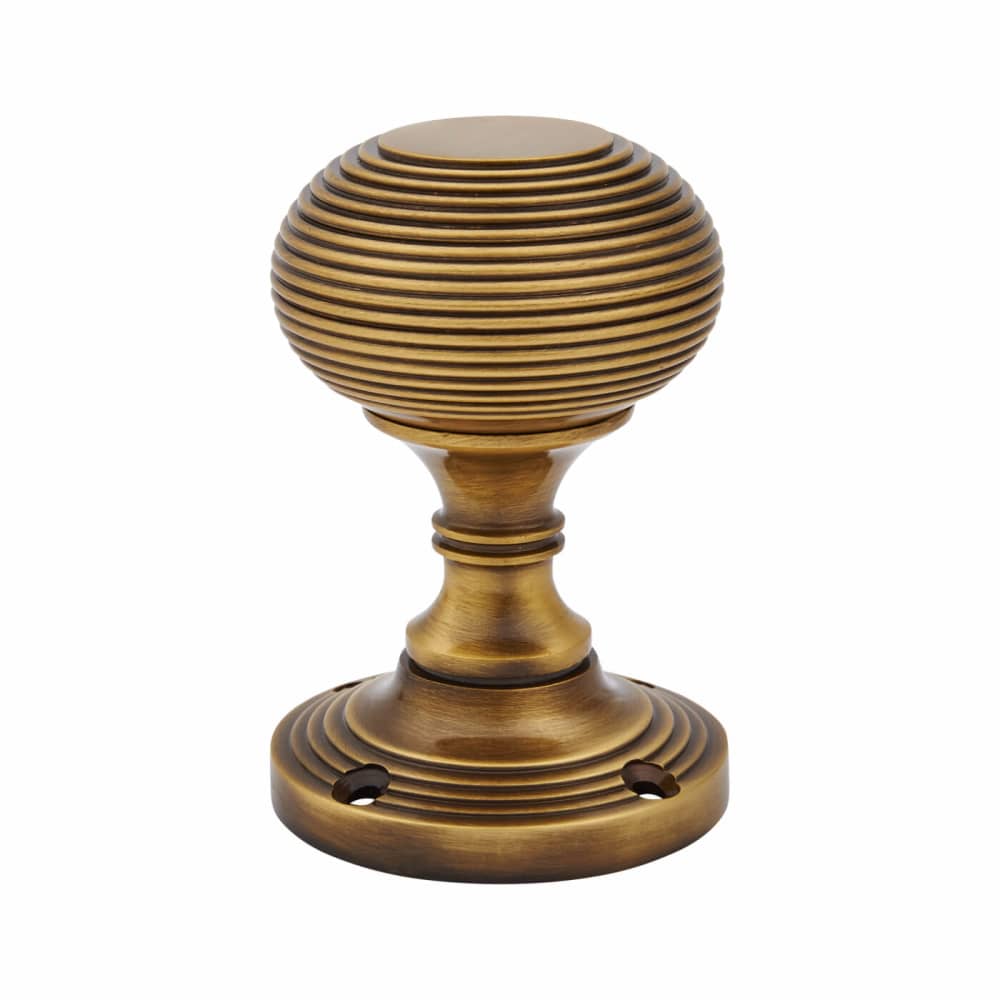 M Marcus Reeded Mortice Knob - 60mm - Antique Brass