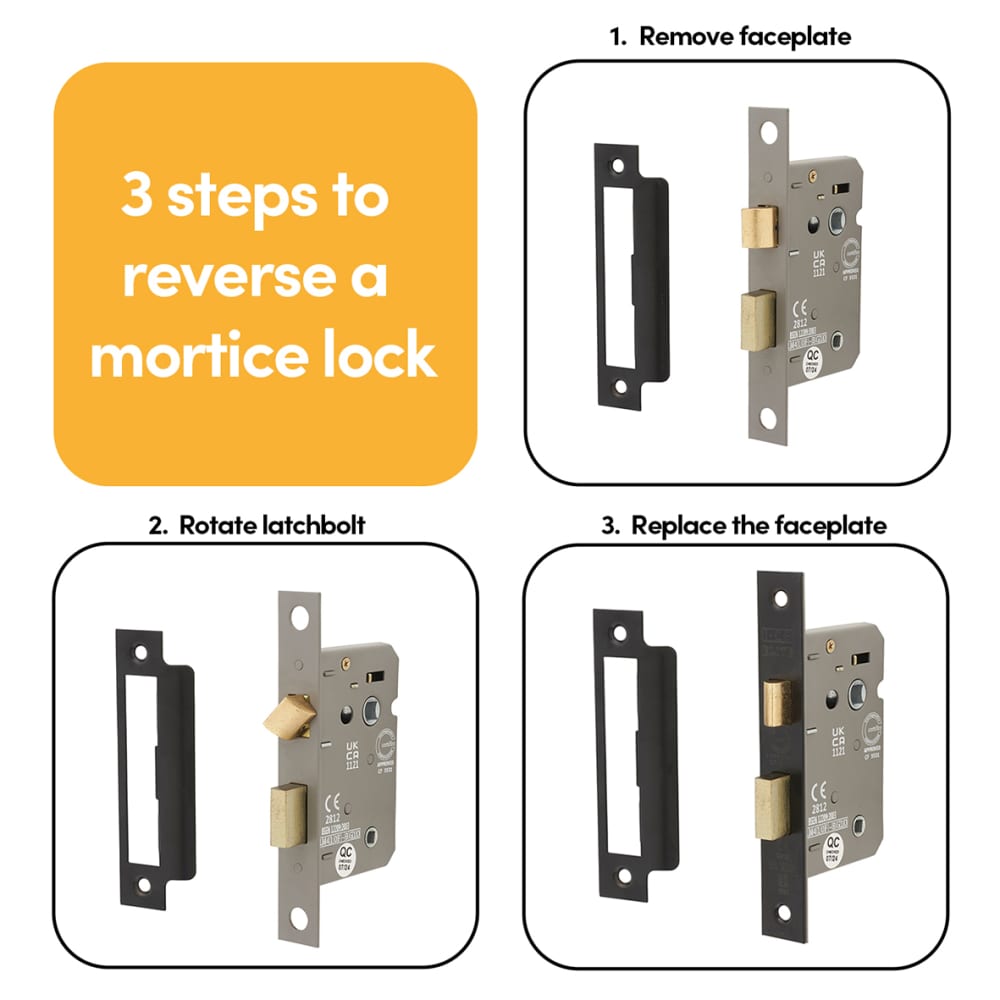 Bathroom Lock - 63mm Case - 44mm Backset - Matt Black