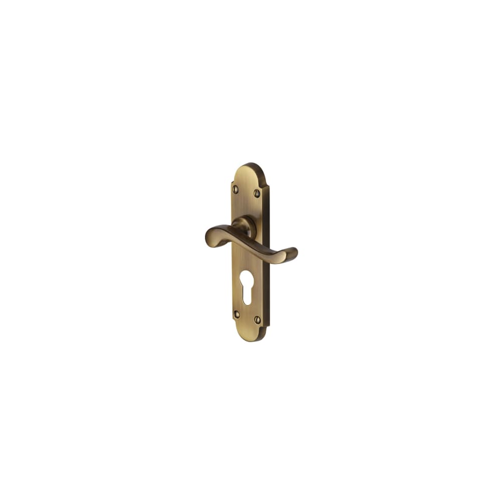Heritage Brass by M Marcus Savoy Lock Door Handle - Euro - 171 x 42mm - Antique Brass