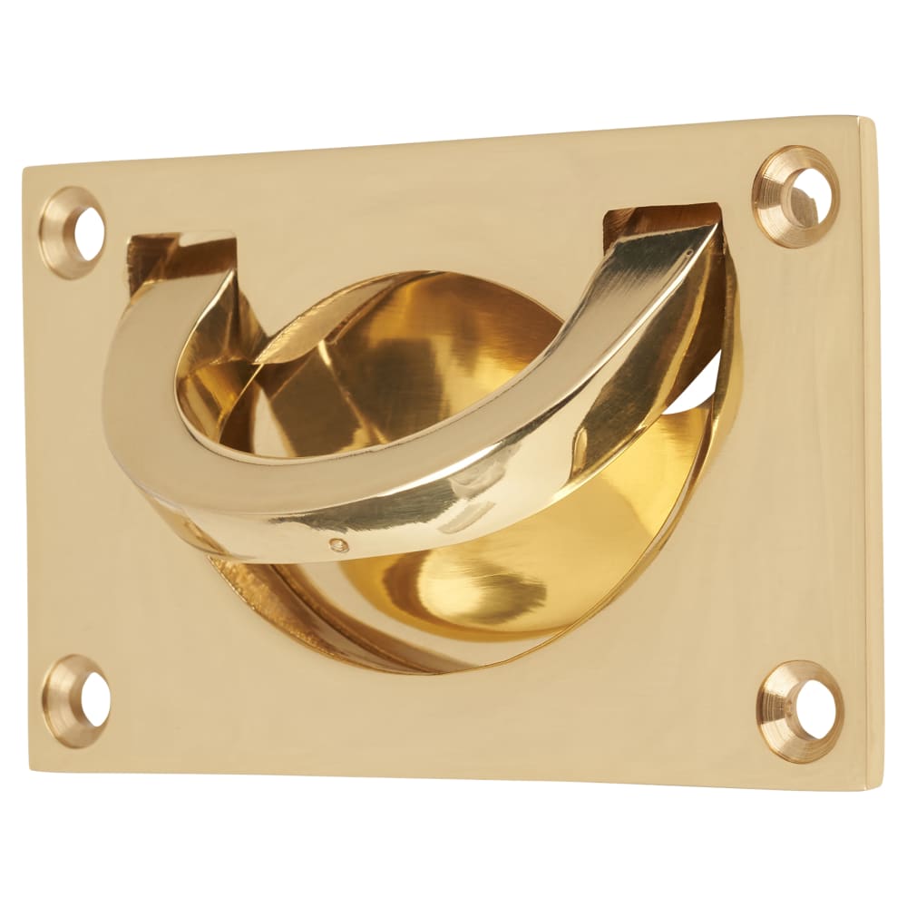 Altro Flush Chest Drawer Cabinet Pull Handle - 75 x 45mm - Polished Brass
