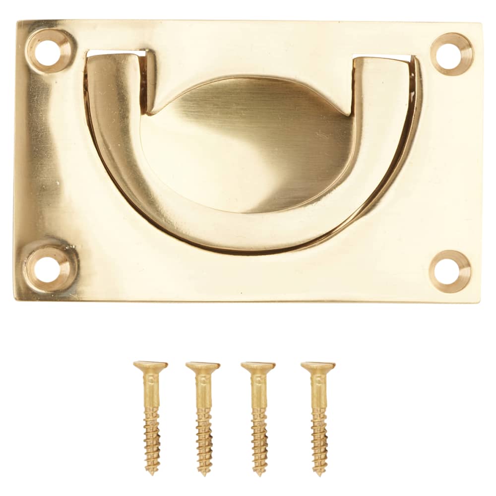 Altro Flush Chest Drawer Cabinet Pull Handle - 75 x 45mm - Polished Brass