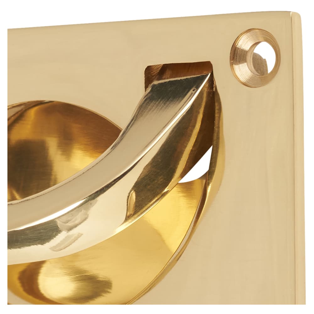 Altro Flush Chest Drawer Cabinet Pull Handle - 75 x 45mm - Polished Brass