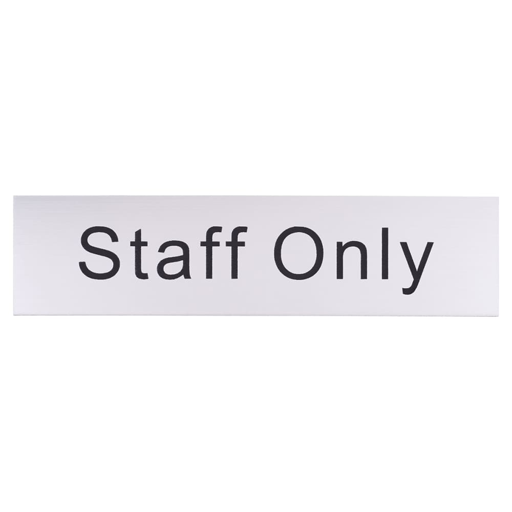 Staff Only Door Sign - 200 x 50mm - Silver Effect Plastic