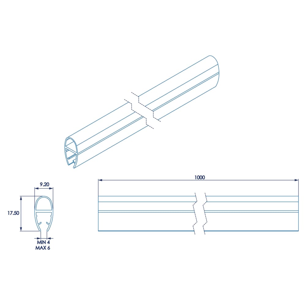 Croydex Clear PVC Shower Seal - Bubble Seal - Suits 4-6mm Glass