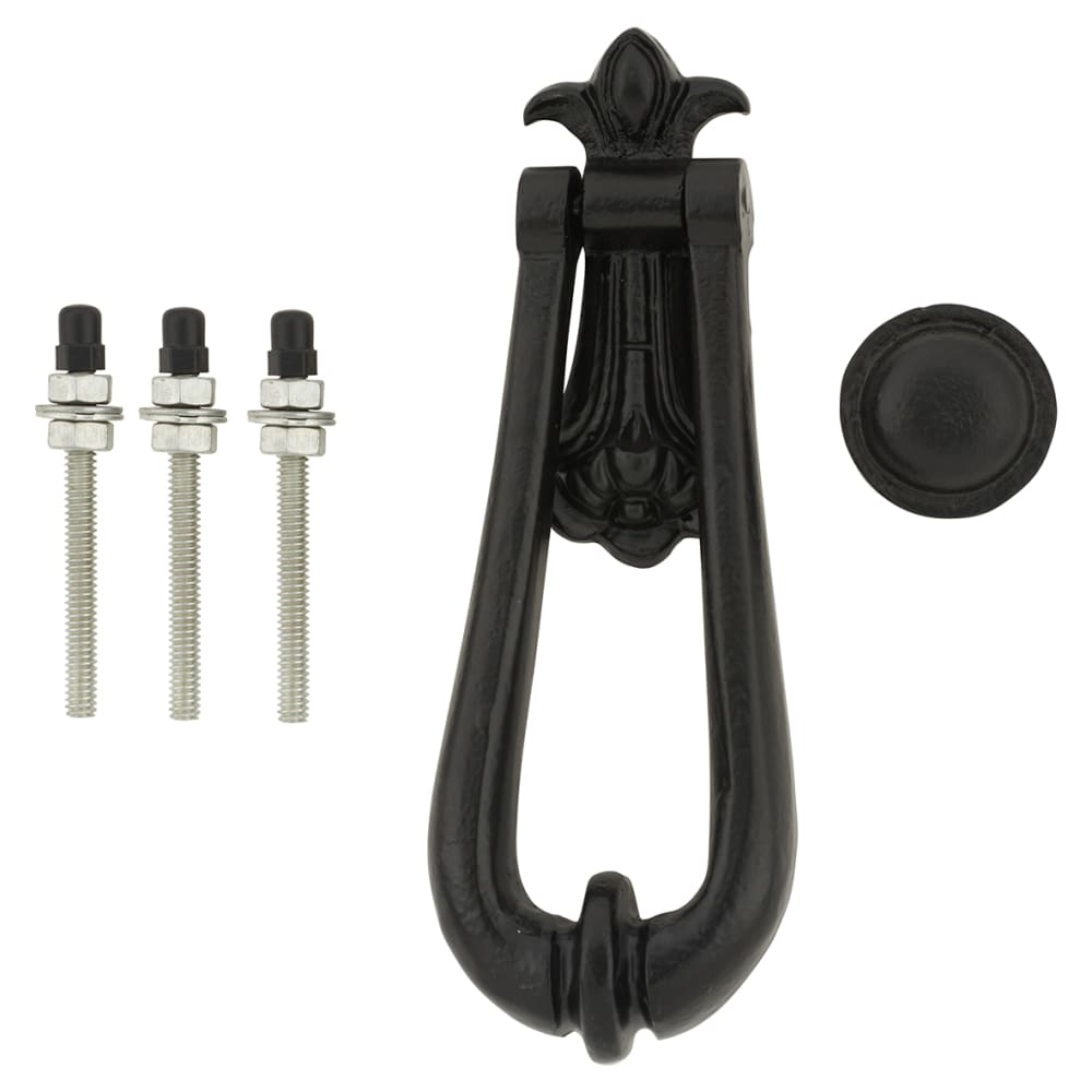 Olde Forge Fleur de Lys Door Knocker - 190 x 65mm - Antique Black Iron