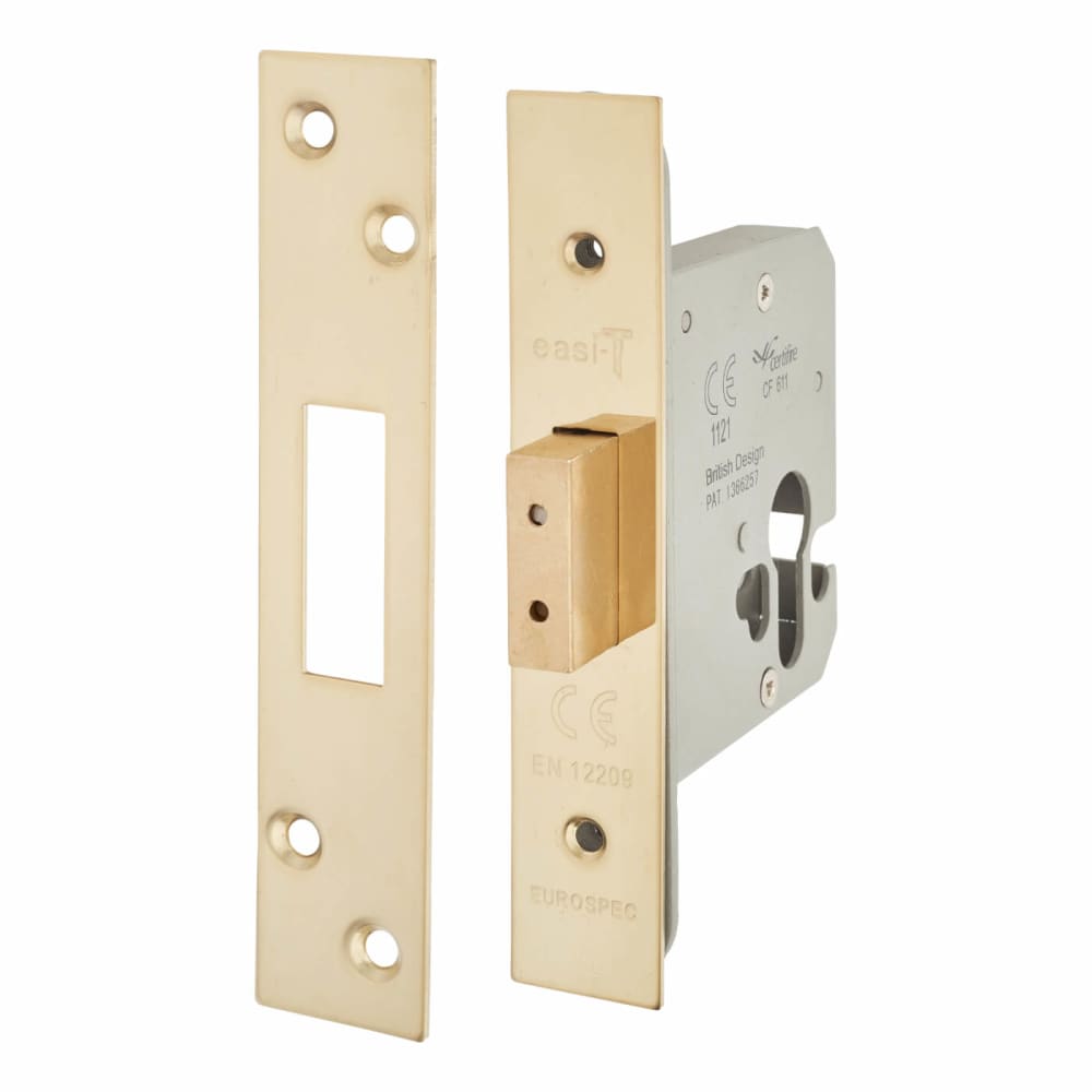 Hampstead Architectural Euro Profile Deadlock - 78mm Case - 57mm Backset - PVD Brass
