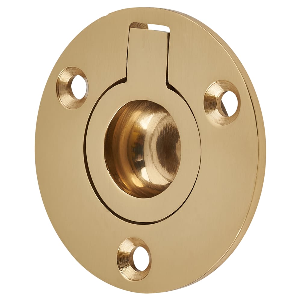 Altro Round Flush Ring Pull - 45mm - Polished Brass, IronmongeryDirect