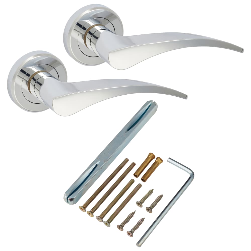 Serozzetta by Carlisle Brass Olivier Door Handle on Rose - Polished Chrome