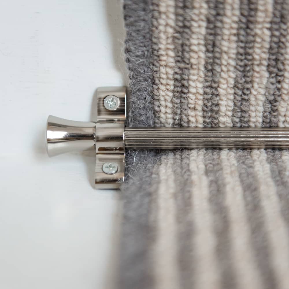 Altro Lines Stair Rod with Fluted Finials - 900mm Length - Polished Nickel