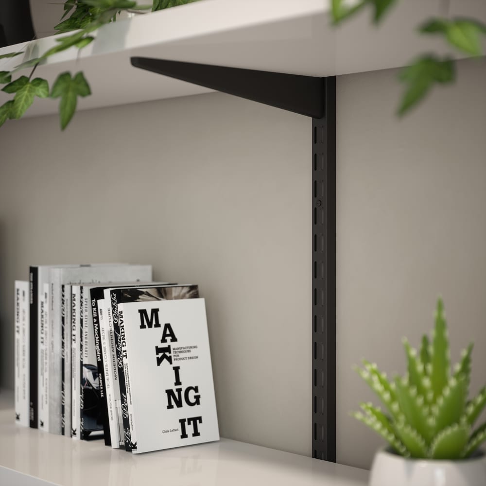 Rothley Twin Slot Shelf Bracket - 170mm Length - Matt Black