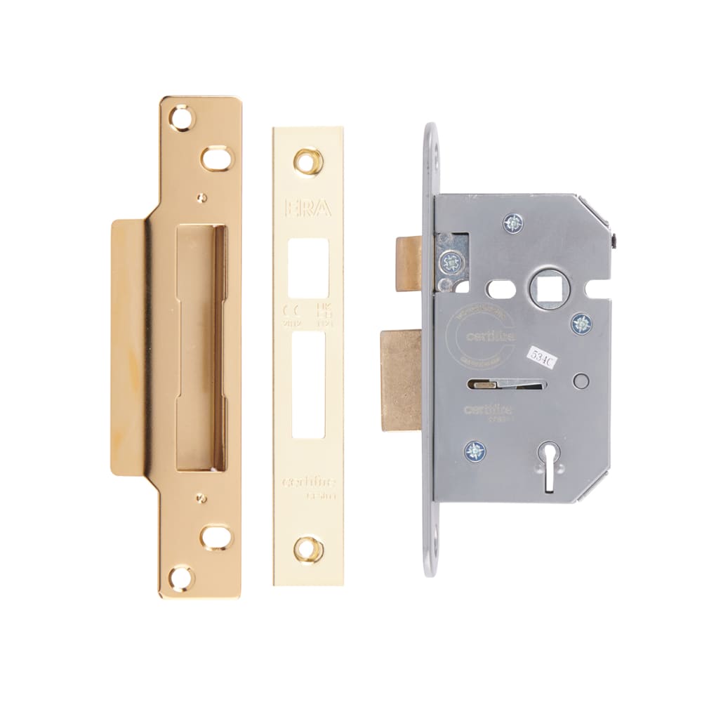 ERA Viscount 5 Lever Sashlock - 64mm Case - 44mm Backset - Polished Brass