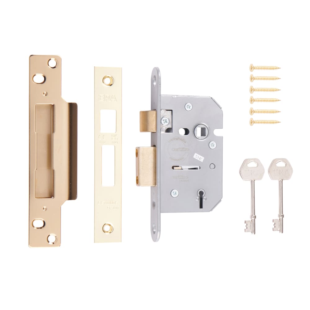 ERA Viscount 5 Lever Sashlock - 64mm Case - 44mm Backset - Polished Brass