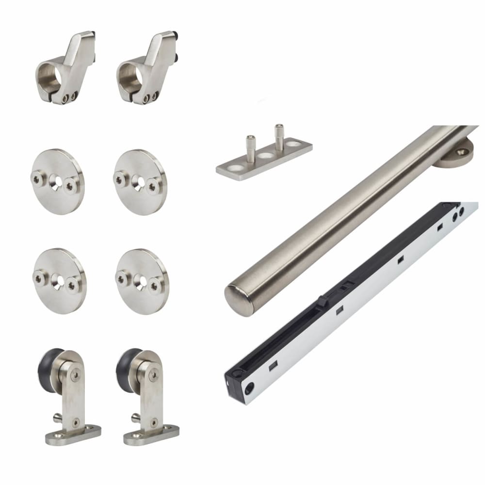 Klug Spek 2.0 Sliding Door Gear Kit - 2000mm Track - 80kg Max Door Weight - Satin Stainless Steel