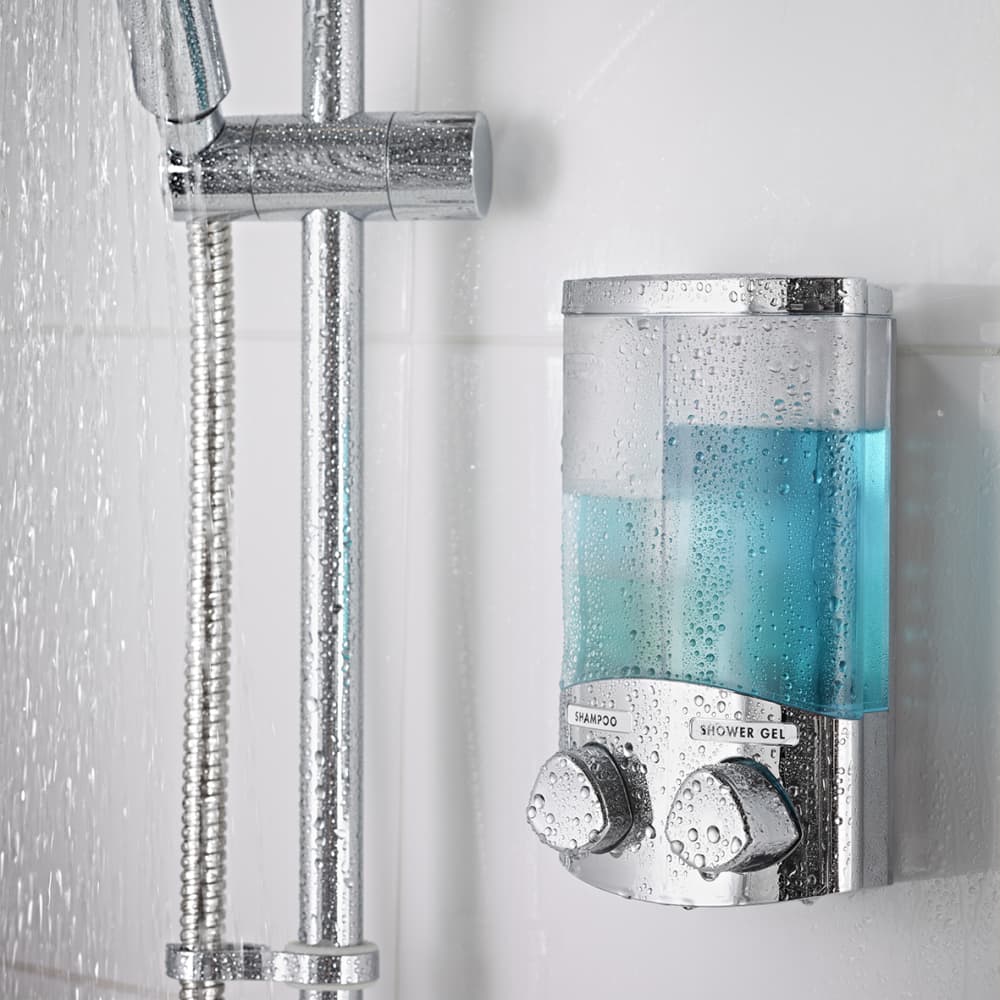 Croydex Euro Wall Mounted Duo Soap Dispenser - 130 x 80 x 200mm - Chrome