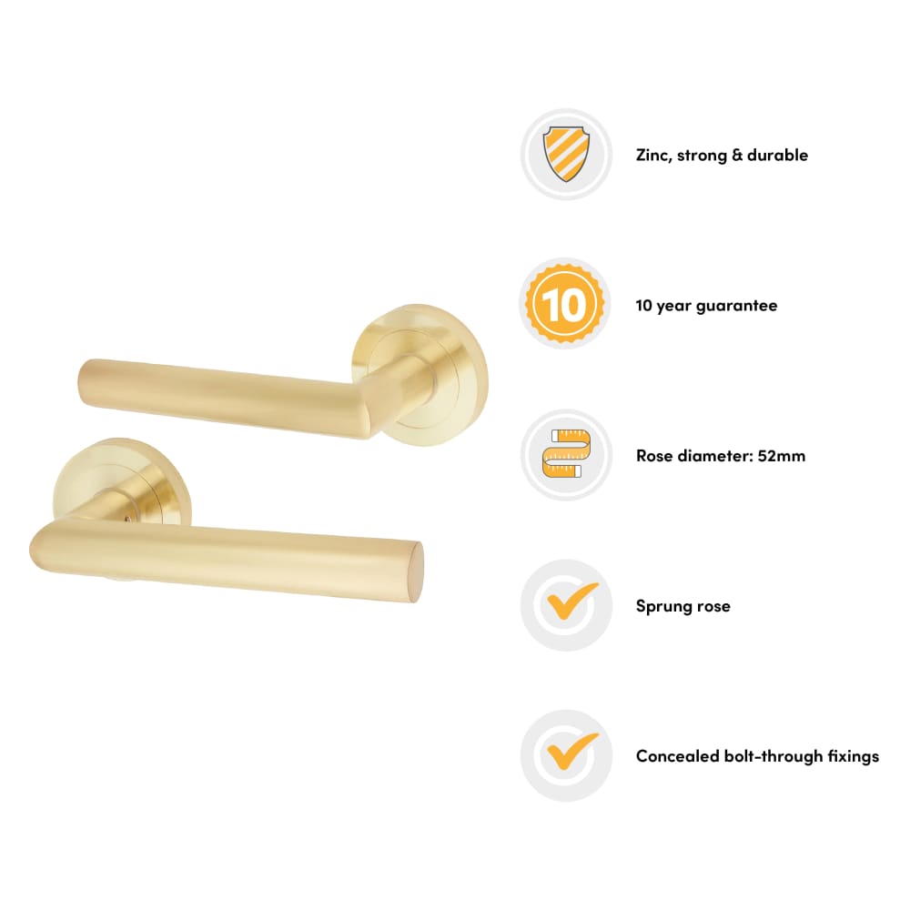 Altro Emily Door Handle on Rose - Satin Brass 