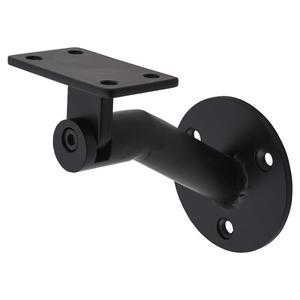 Altro Round Plate Handrail Bracket - 75mm Projection - Matt Black