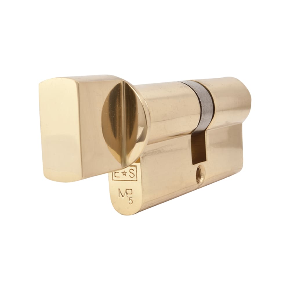 Eurospec 5 Pin 70mm Euro Thumbturn Cylinder - 35mm Turn + 35mm - Polished Brass - Keyed to Differ