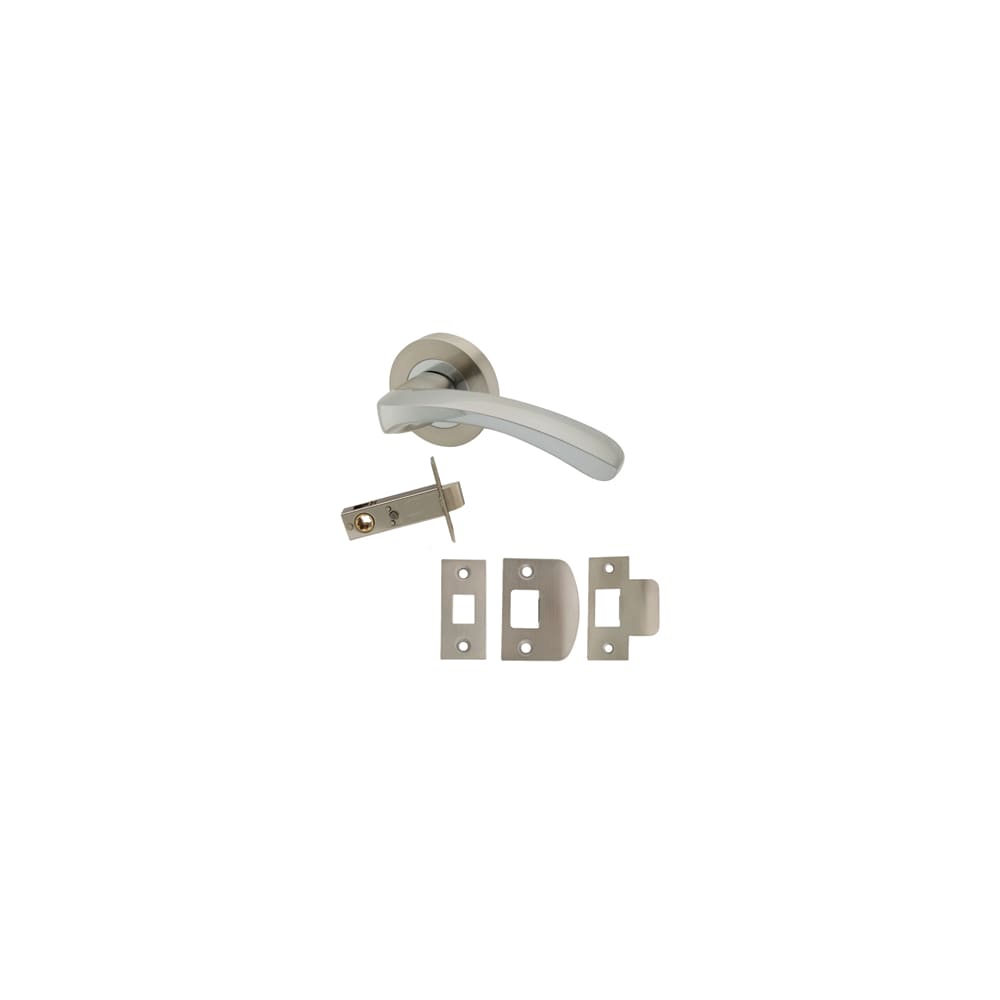 Excel Ventura Door Handle on Rose - Privacy Set - Satin Nickel/Polished Chrome