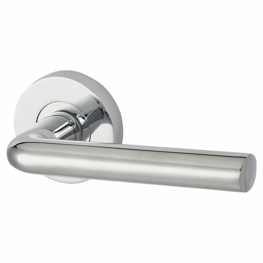 Jigtech Riva Lever Door Handle on Rose Polished Chrome IronmongeryDirect Same Day Despatch