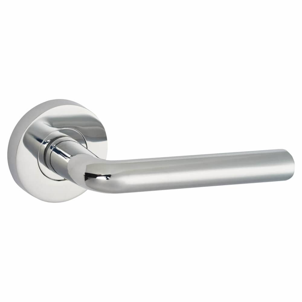Jigtech Riva Lever Door Handle on Rose Polished Chrome IronmongeryDirect Same Day Despatch