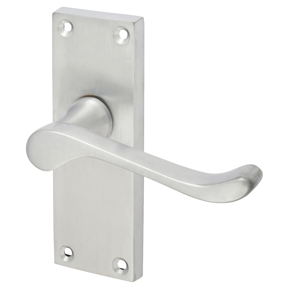 Touchpoint Victorian Scroll Door Handle Short Latch Set Satin