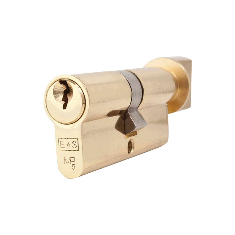 Eurospec 5 Pin 60mm Euro Thumbturn Cylinder - 30mm Turn + 30mm - Polished Brass - Keyed to Differ