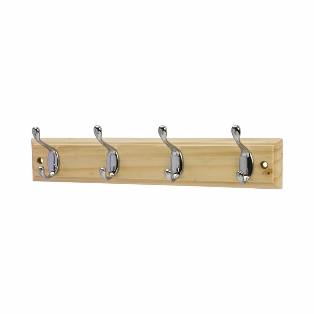 Touchpoint Hat & Coat Rack - 400 x 20 x 71mm - 4 Hooks - Polished Chrome