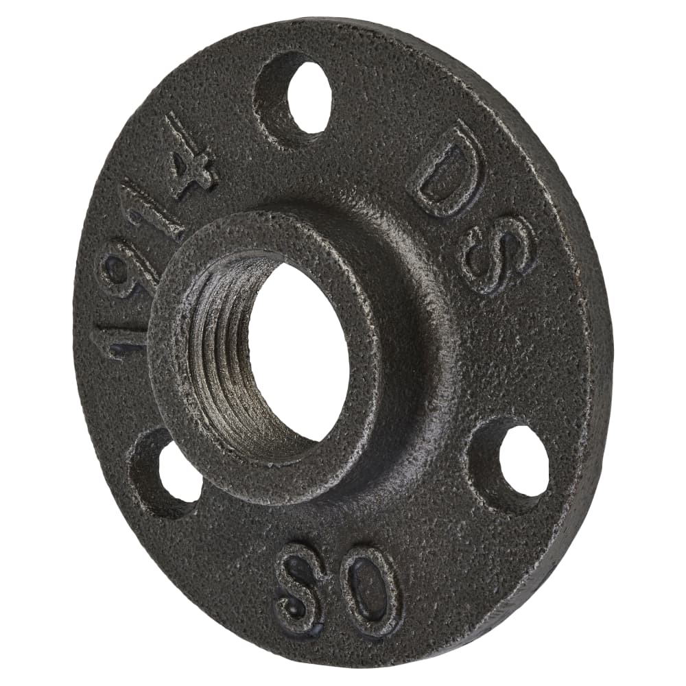 Altro 3/4" Pipe Shelving Iron Floor/Wall Fixing Flange - 65mm Diameter - Grey