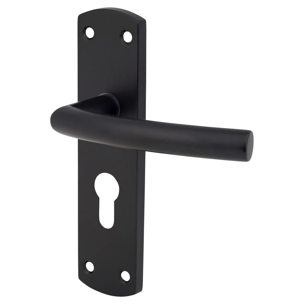Altro Arched Lock Door Handle - Euro - 172 x 44mm - Matt Black