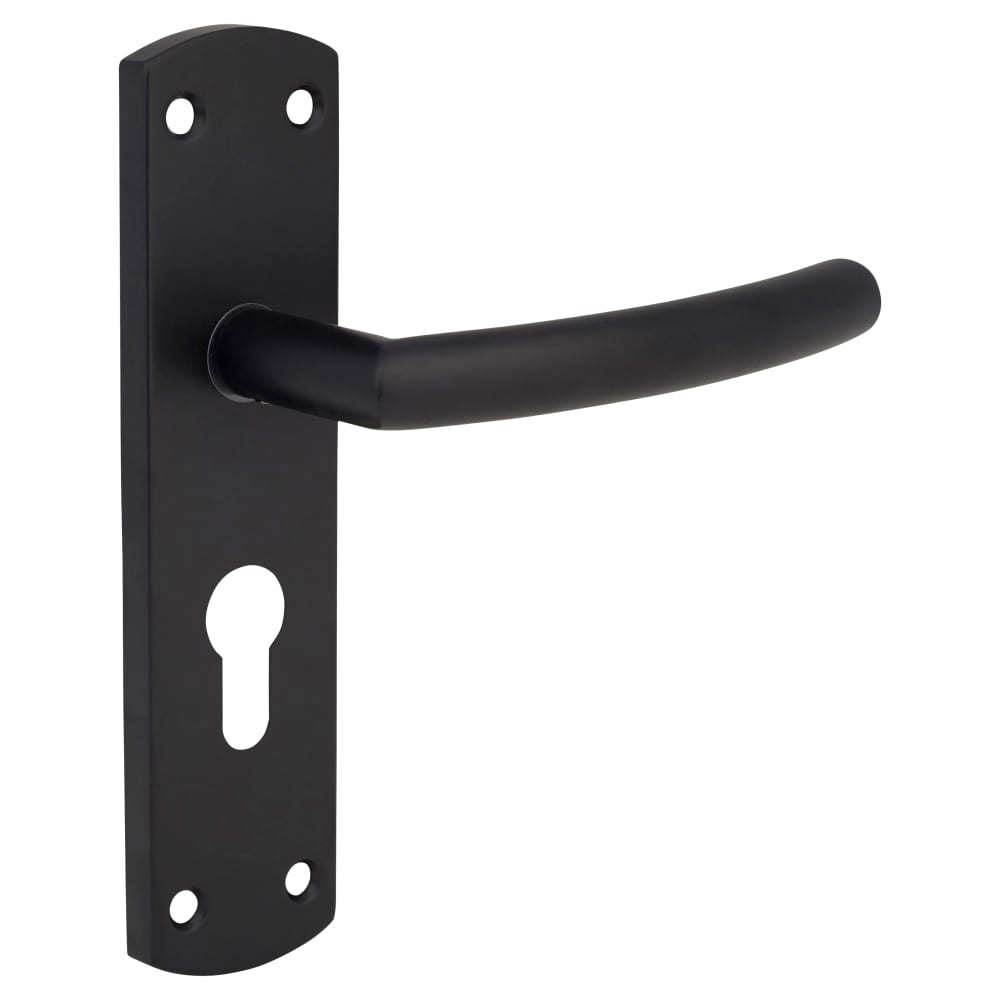 Altro Arched Lock Door Handle - Euro - 172 x 44mm - Matt Black