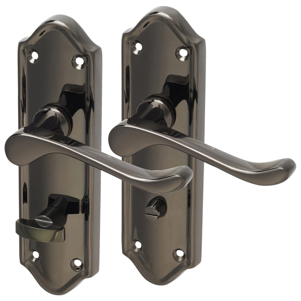 Altro Ashmead Bathroom Door Handle - 168 x 46mm - Black Nickel