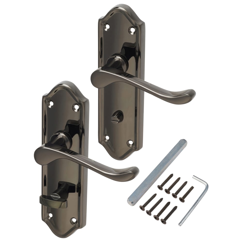 Altro Ashmead Bathroom Door Handle - 168 x 46mm - Black Nickel