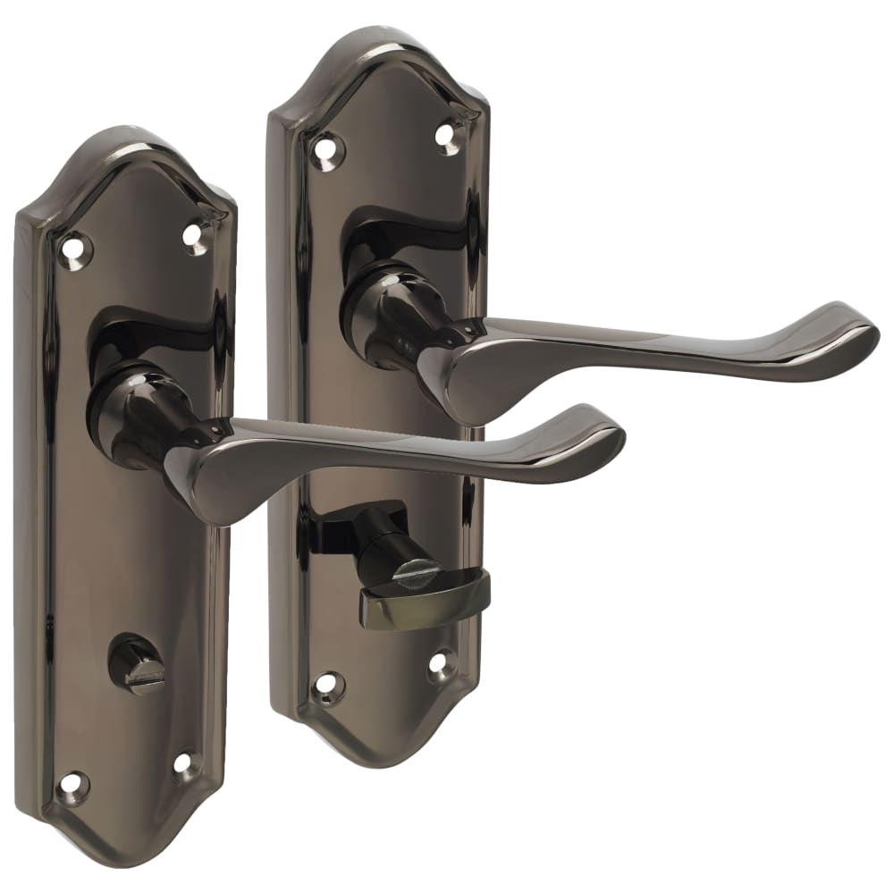 Altro Ashmead Bathroom Door Handle - 168 x 46mm - Black Nickel