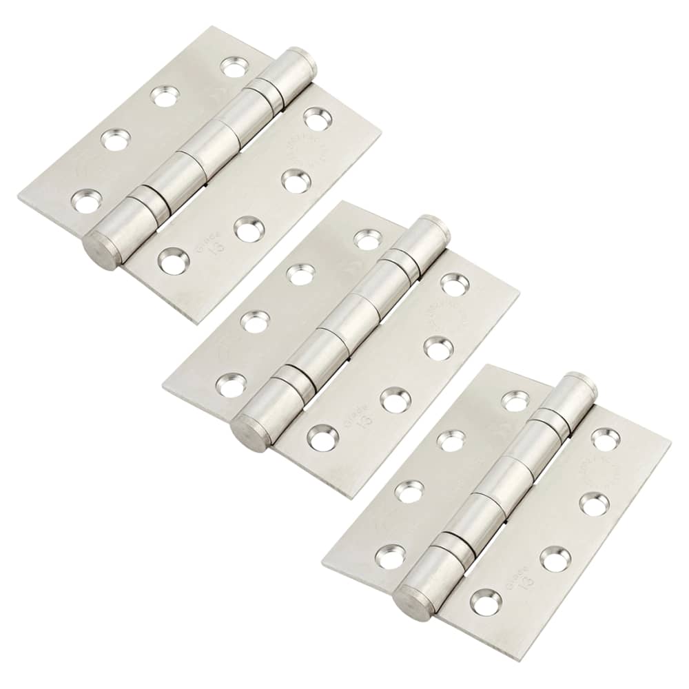 Altro Twin Ball Bearing Grade 13 Butt Fire Door Hinge - 100 x 75 x 3mm - 201 Stainless - Pack of 3