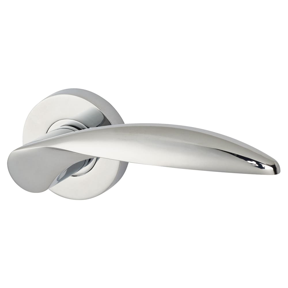 Jigtech Cresta Latch Door Handle on Rose Kit - Passage - Polished Chrome