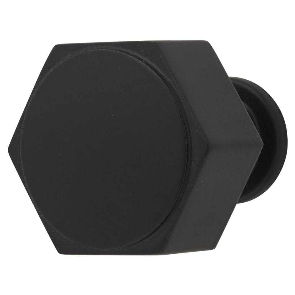 Alexander & Wilks Vesper Hex Cabinet Knob - 33mm Diameter - Matt Black