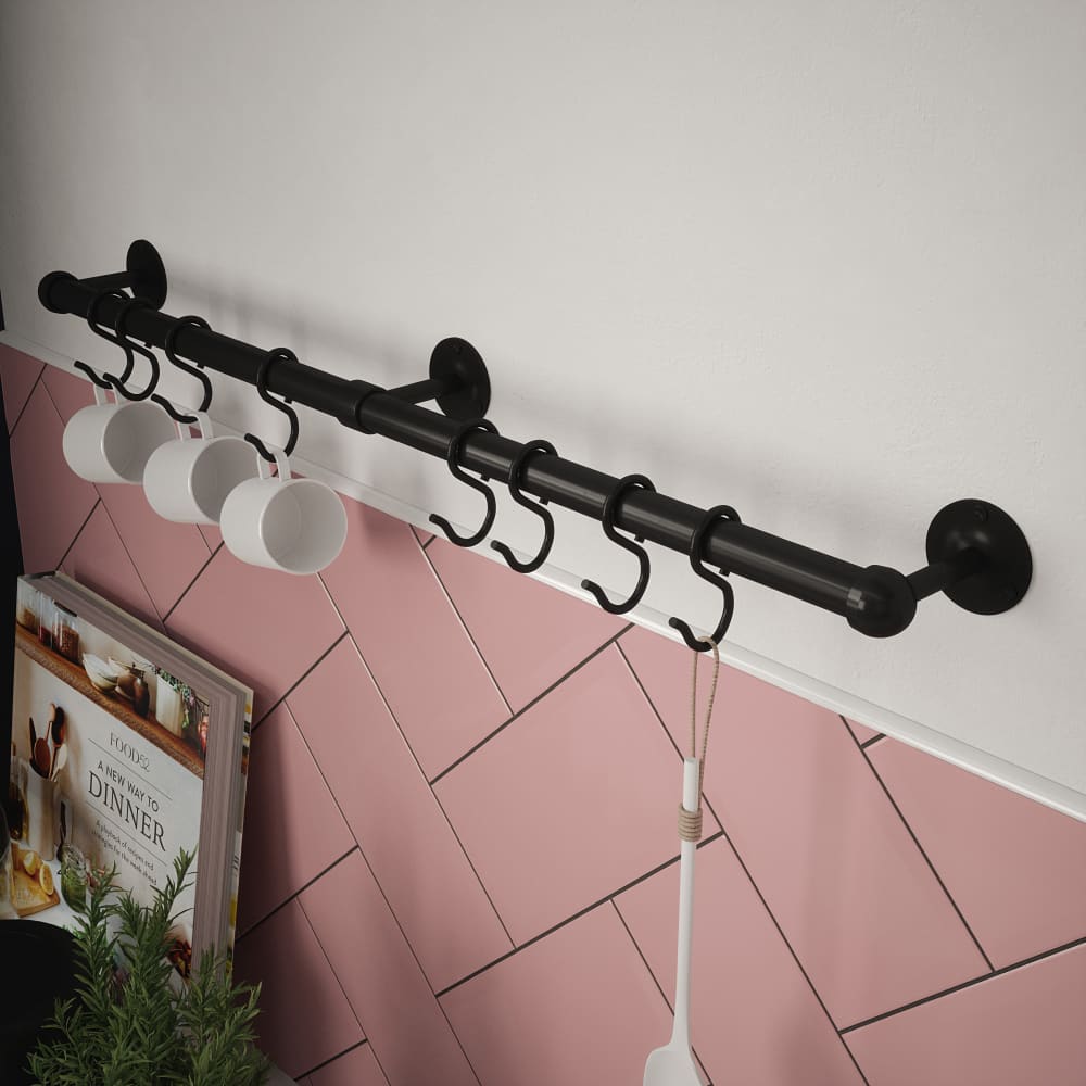 Rothley Kitchen Utensil Rail Kits - 19 x 1000mm - Matt Black